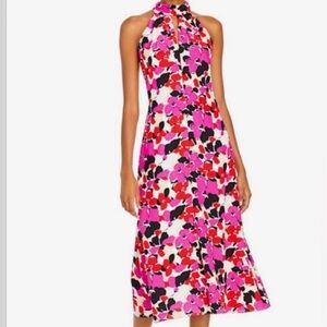 Milly Adrian Viola-Print Silk Midi Halter Dress Size 8